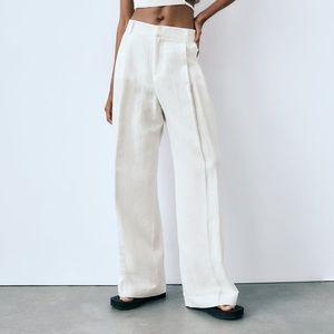 Zara Full Length Wide Leg Trouser Pants